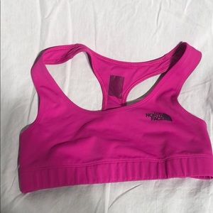 Hot pink north face sports bra